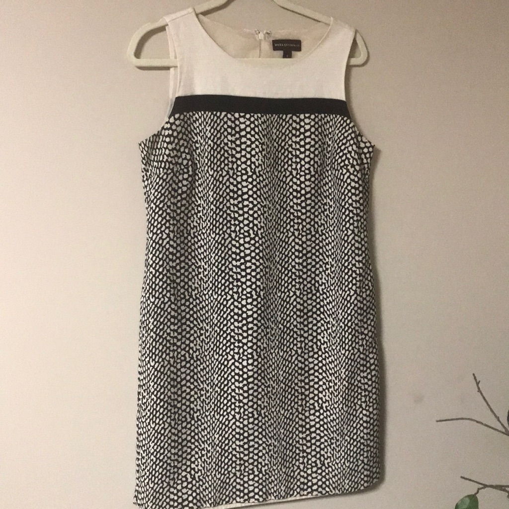 Dana Buchanan Black & Cream Work Wear Career Dark Academia Shift Dress Sz 8